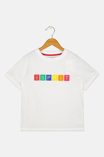 Esprit Kids Boy Brand Logo Short Sleeves T-shirt, White