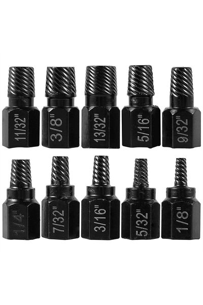 Choice 10pcs Black 10Pcs Screw Extractor Kit Alloy Steel Damaged Screw Remover Metal Easy Out Drill Bits Br