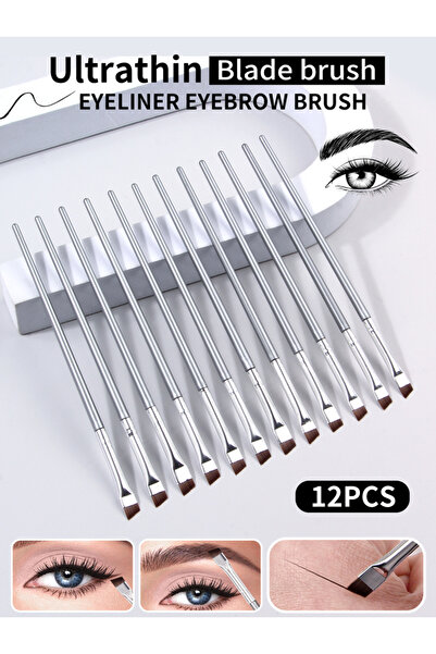 Choice مجموعة فرش المكياج الناعمة وفرشاة تحديد العيون فائقة الرقة من 12 قطعة فضية، وفرشاة حواجب محمولة