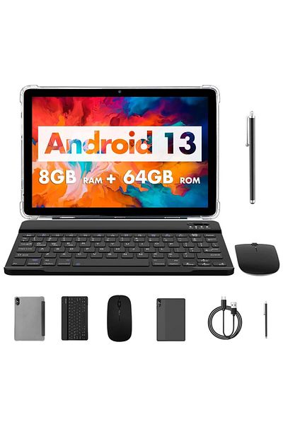 Choice Grey PRITOM TOUCH 10 Plus 10 Inch Android 13 Tablet, 8(4+4)GB+64GB 1TB Expand, WiFi 6, Dual Box Spea