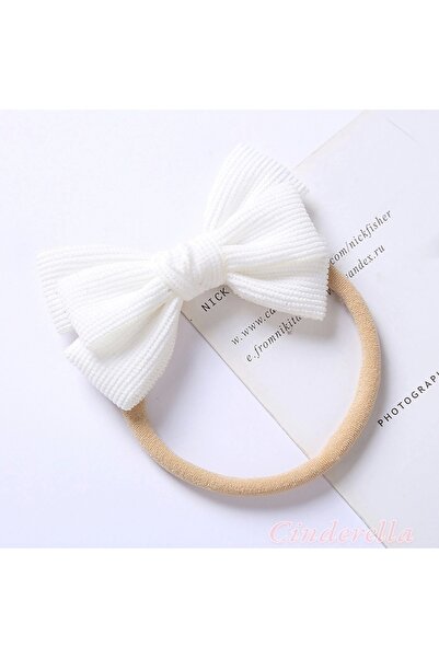 Cinderella White Striped Ribbon - Elastic Bow Model Buckle, Comfortable Fabric