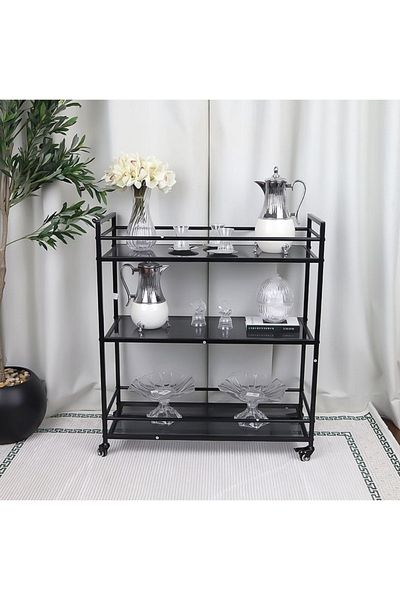 private house Grey Glass Tea and Coffee Trolley