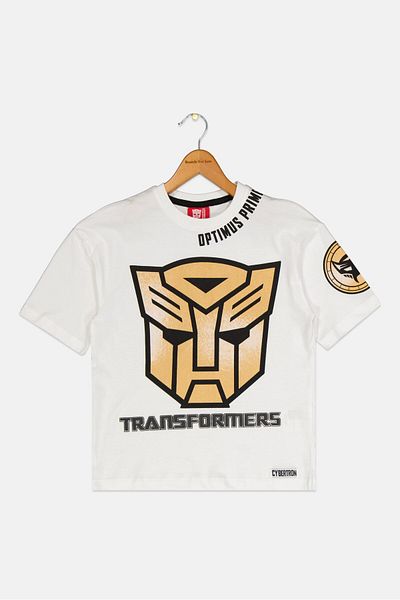 transformers Kids Boy Graphic Print Short Sleeves T-shirt, White