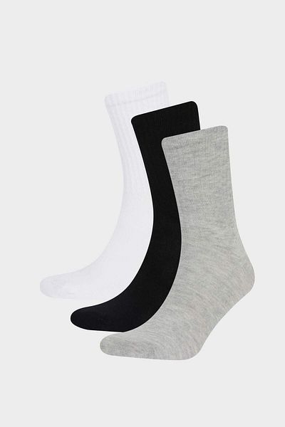 DeFacto Men's Comfortable Elastic 3-Piece Cotton Long Socks Z0806Azns