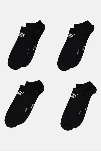 Puma Men 4 Pair Brand Logo Sneaker Socks, Black/white