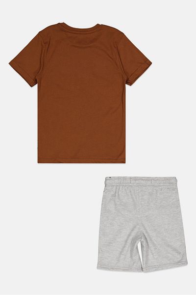 Brooklyn Kids Boy 2 Piece Graphic Print T-shirt And Shorts Set, Brown