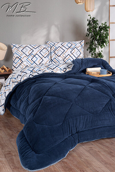 Mbcollection غطاء وسادة لحاف من Welsoft باللون الأزرق الداكن |   مجموعة وسادة...