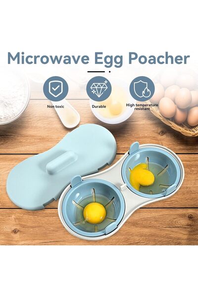 COOYA Dual cavity microwave egg cooker with lid, edible silicone, multifunctional, for kitchen use