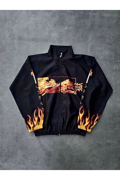 İpeksi    Zippered Digital Printed Windbreaker - Black