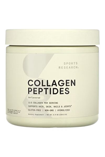 Sports Research ببتيدات الكولاجين، يدعم الشعر والبشرة والأظافر والمفاصل، بدون...