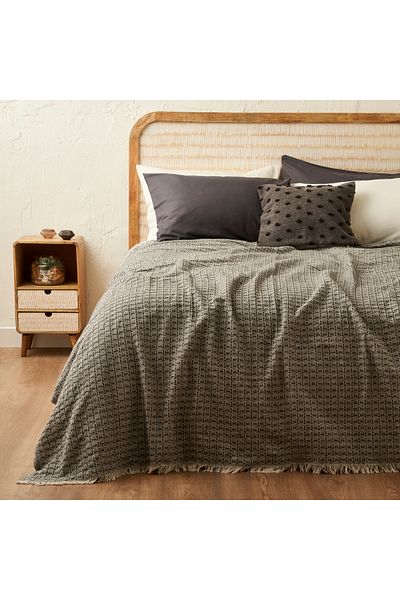Bella Maison مفرش سرير مزدوج قطن أليسيا مدخن (200x230 سم)