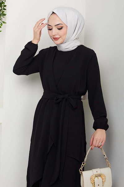 benguen Black 4743 Hijab Double Set