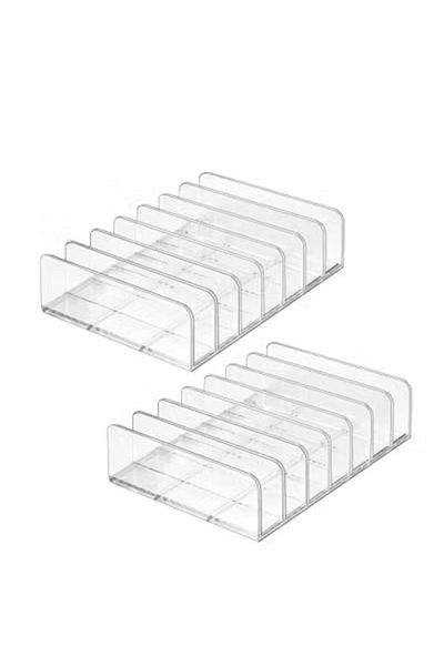COOYA 2 Makeup Tray Organiser, BPA Free, 7 Section Divider, Clear Acrylic, For Dresser Bedroom Living Room