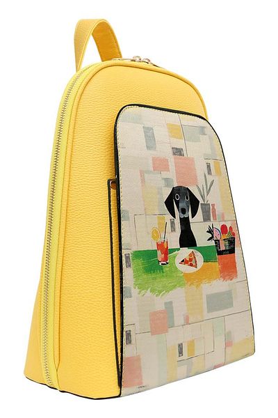 Dogo Women's Vegan Leather Multicolor Backpack - Table for a Pup Design