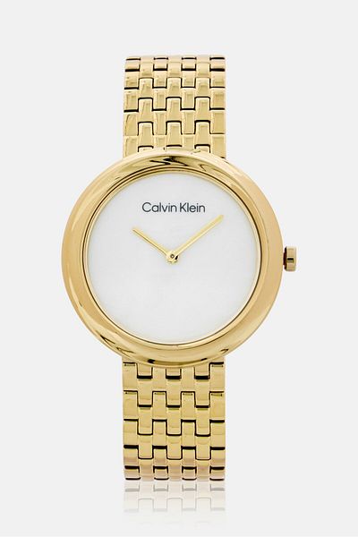 Calvin Klein Women Twisted Bezel Stainless Steel Quartz Watch 33mm, Gold