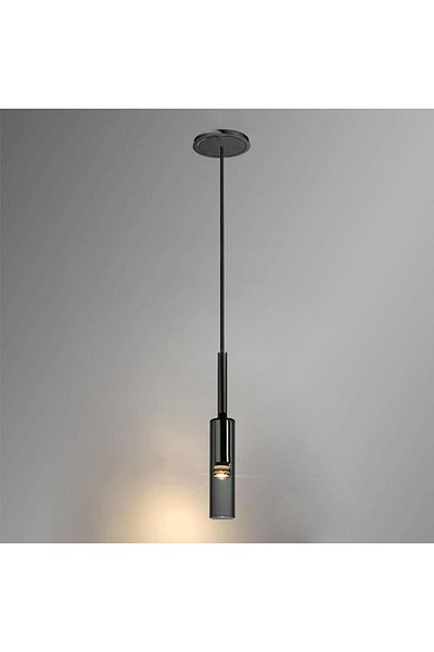 COOYA LED cylindrical glass chandelier, 3W, 3000k, height adjustable, suitable for bedroom ceiling, black