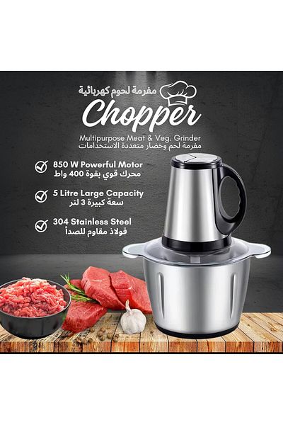 COOYA Electric Meat Grinder, 850W 3 Variable Speed Stainless Steel Bowl Multifunctional 5L