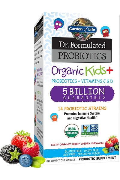 GARDEN OF LIFE Dr. Formulated Probiotics Organic Kids+ Plus Vitamin C & D - Berry Cherry - Gluten, D