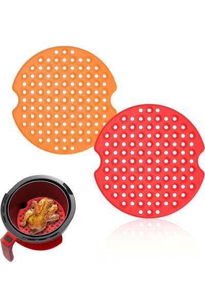 Tohilacle Set 2 covorașe Tohilacle pentru friteuză, silicon, roșu/portocaliu,...