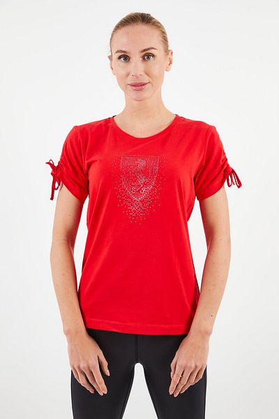 Scuderia Ferrari Women Sportswear Fit Short Sleeve Running T-shirts, Red