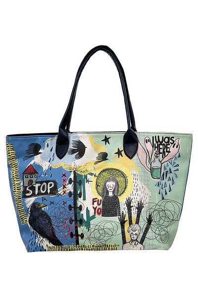 Dogo Women's Vegan Leather Multicolor Shoulder Bag - I Was Here Design