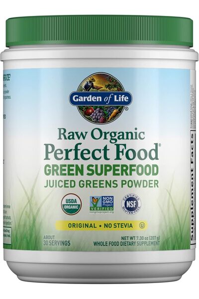 GARDEN OF LIFE مسحوق الخضراوات الخضراء العضوية الخام من Perfect Food - الأصلي...