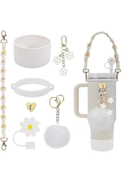 COOYA Cup Accessory Set,with Water Bottle Handle Strap,Cup Sheath,Straw Sleeve,Cup Charms