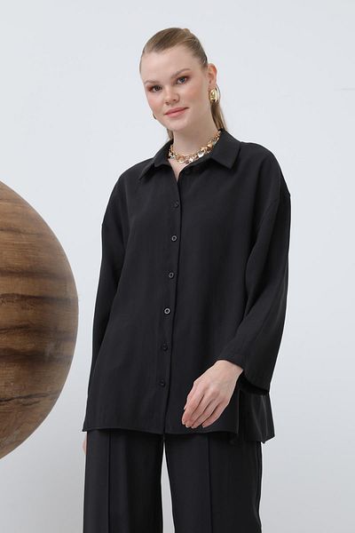 Loreen Women &Apos; S Robled with Button &Apos; S Slightly Short Style Black 20631Gml