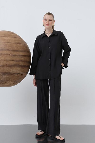Loreen Women &Apos; S Robled with Button &Apos; S Slightly Short Style Black 20631Gml