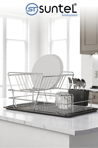 SUNTEL BANYO MUTFAK AKSESUARLARI İki Katlı Tabaklık - Pratik Bulaşık Düzenleyici
