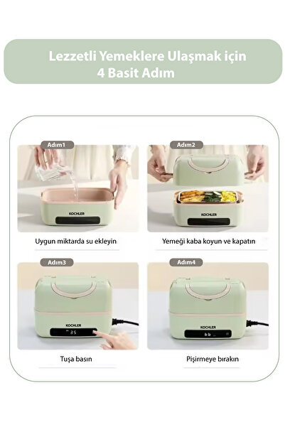 kochler Ev, Ofis ve Seyahat İçin Elektrikli Yemek Termosu ve Isıtıcı 1,2 Lt Sağlıklı ve BPA'sız
