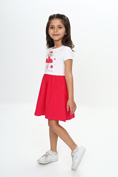 Toontoy Girl's Rabbit Flower Printed Dress