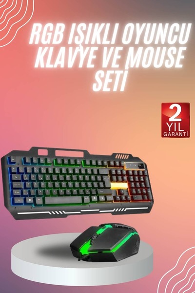 Genel Markalar Rgb Işıklı Gaming Oyuncu Klavye Q Klavye Mouse Hediyeli