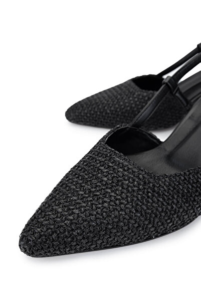 Tamer Tanca Women's Genuine Leather Black Heeled Shoes