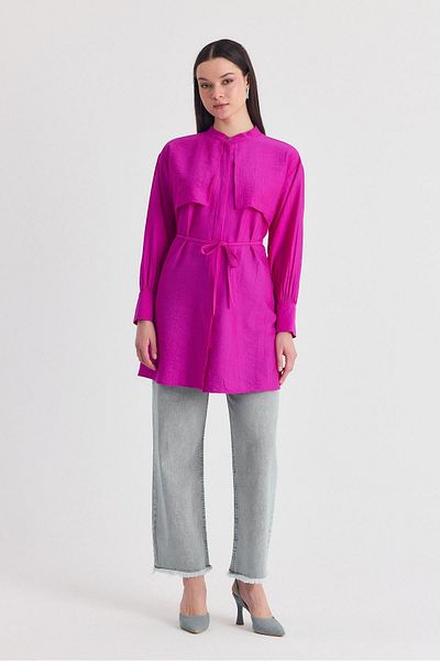 Rays Fuchsia Piece Detailed Rope Laced Shirt 4553A