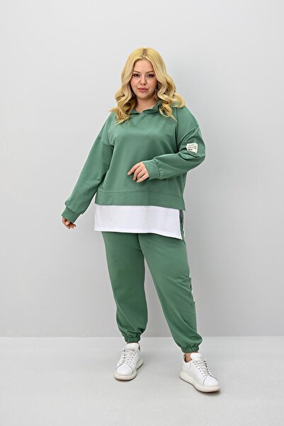 Koza Butik Γυναικείο Σετ Φούτερ με μακρυμάνικο καπάκι από καουτσούκ 8180-25