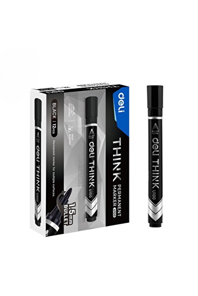 Deli قلم تحديد دائم أسود 12 قطعة/العبوة