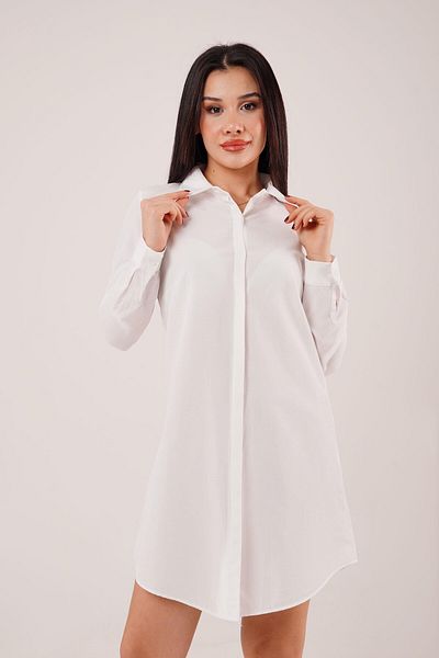 Hipo Trend Long Sleeve Ecru Tunic Shirt Dress