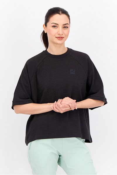 Puma Women Sportswear Fit Short Sleeve Outdoor Sweatshirt, Black