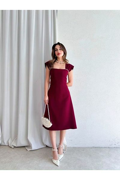 MAMMY Pearl Detail Midi Dress