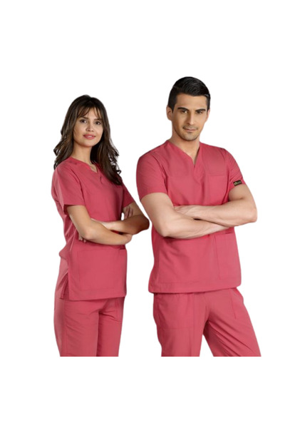 ÇİZGİ MEDİKAL NARÇİÇEĞİ V Yaka Scrubs (Terikoton/İnce Kumaş) t200