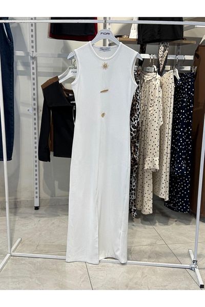 FioriModa Zero Sleeve Side Slit Elibse with Draped Sun Accessories