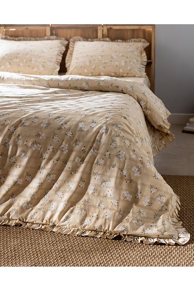 Madame Coco Jules Double Personality 100% Cotton Ruffle Duvet Cover Set - Beige