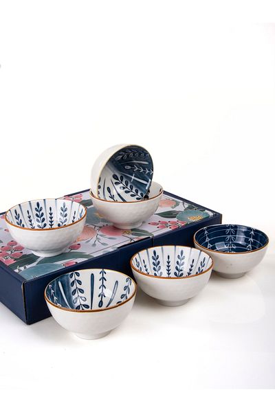 MUKKO HOME Set of 6 Porcelain Bowls 320 ml - Soup, Breakfast, Snack Gift