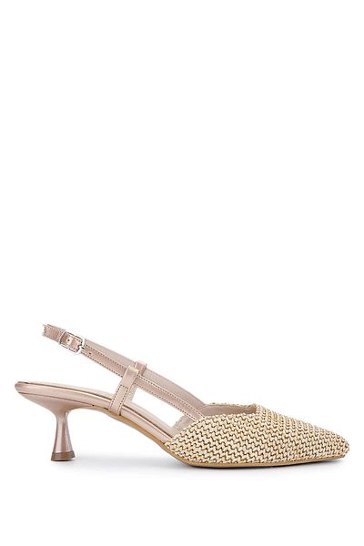 Tamer Tanca Women's Genuine Leather Cream Heeled Shoes