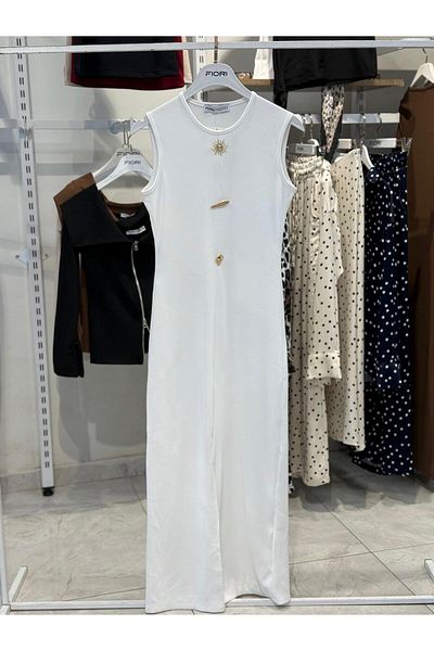 Fiori Draped Sun Accessory Zero Sleeve Side Slit Dress