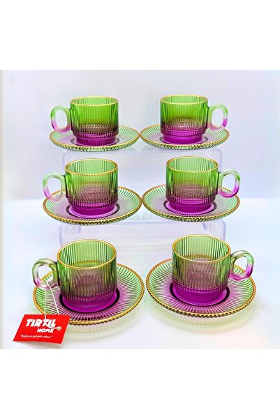 Tırtıl Home Züccaciye كوب قهوة زجاجي مزدوج اللون