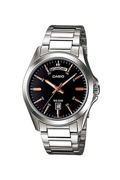 Casio Men's Stainless Steel Analog Wrist Watch MTP-1370D-1A2DF - 40 mm - Silver