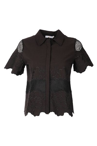 Vedi Minimalist Embroidered Oversize Short Sleeve Women's Shirt