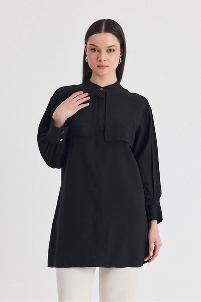 Rays Black Piece Detailed Rope Laced Shirt 4553A
